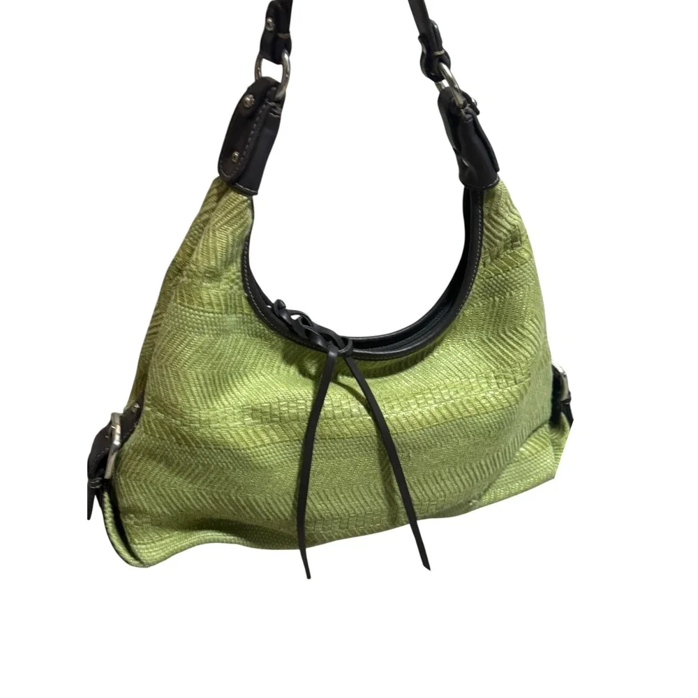 Worthington VTG 90s Green Woven Chevron Hobo Bag Shoulder Purse boho chic Y2K
